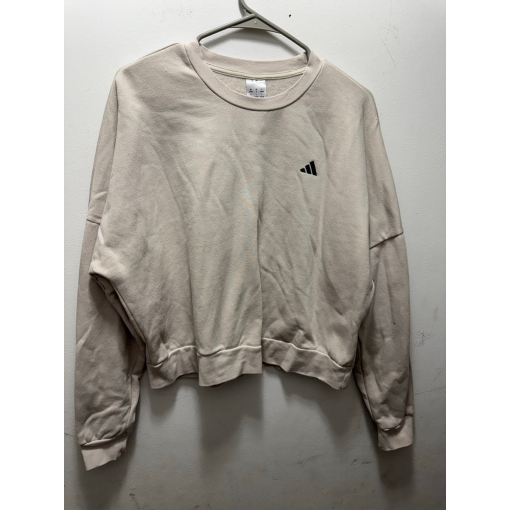 Women's Adidas Beige Cropped Sweatshirt S with Black Logo
